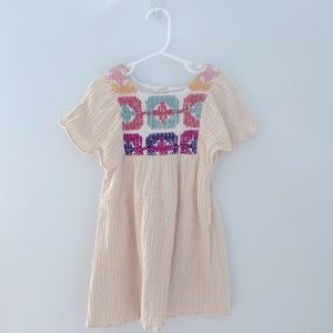 Zara cotton dress with ruched embroidery sz 4-5